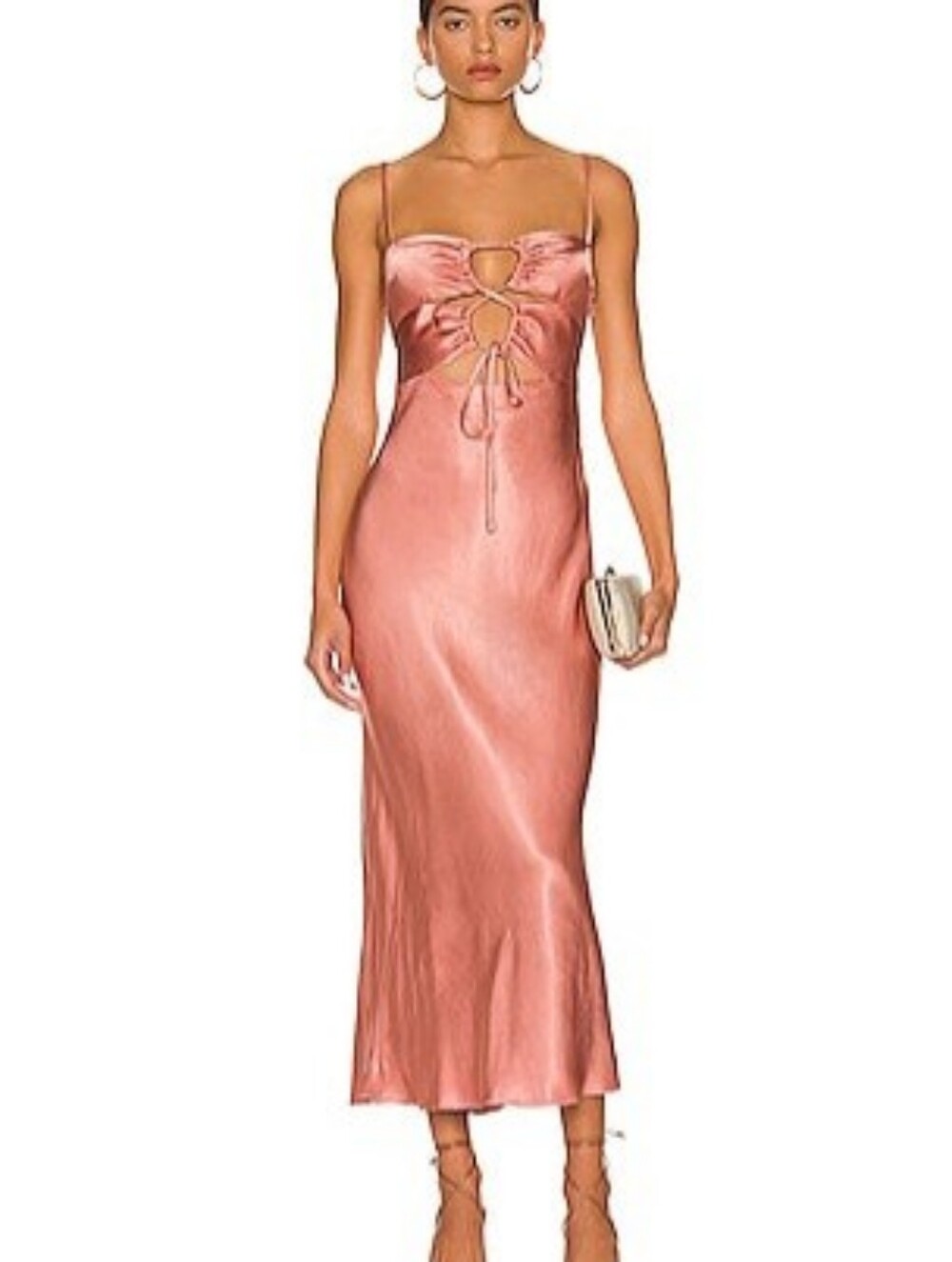 Shona Joy Eloise Lace Up Midi Dress Antique Rose Size 2